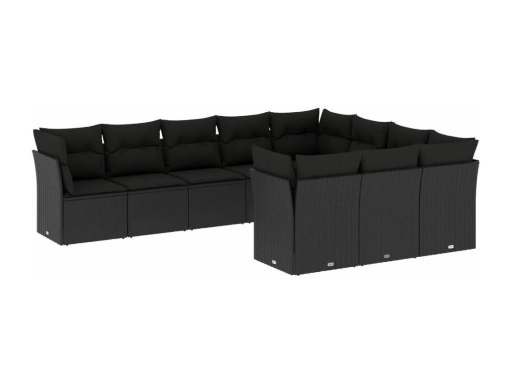 Set di mobili da esterno in vimini intrecciato in resina nera