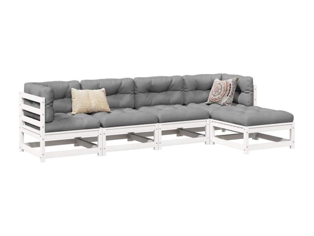 Set di mobili da esterno in legno massello bianco