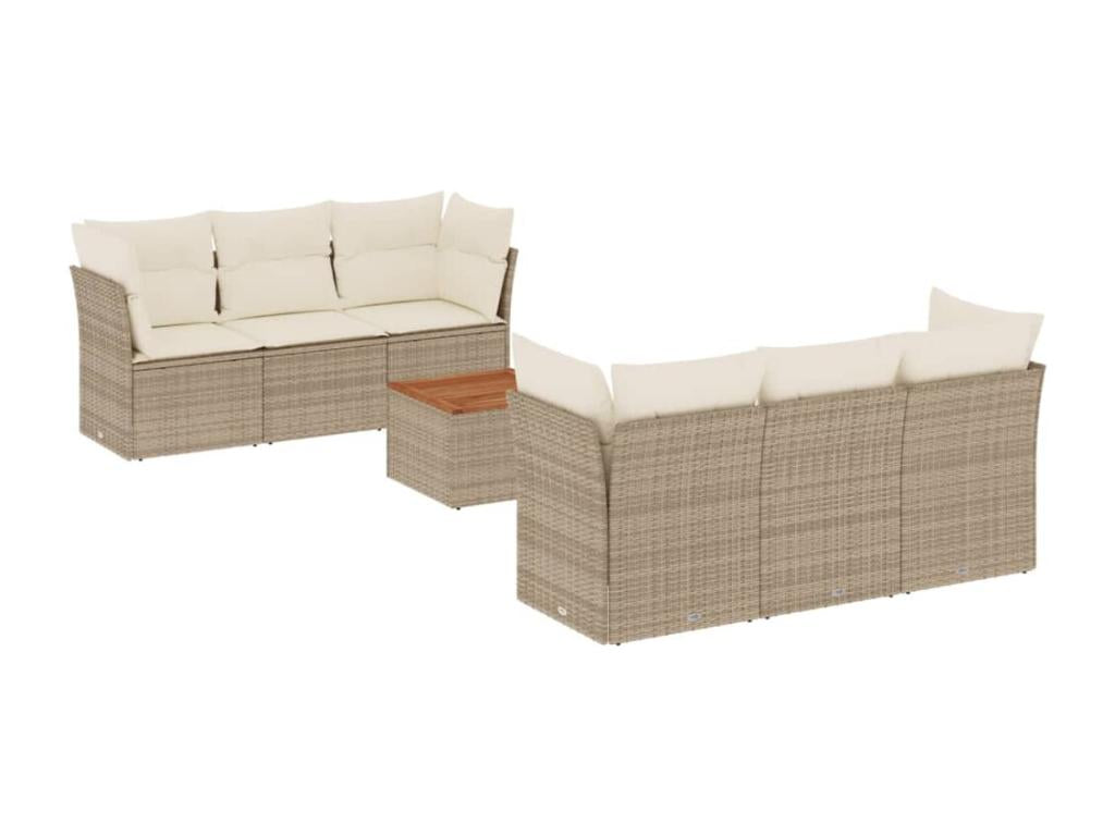 Set di mobili da esterno in vimini intrecciato in resina beige