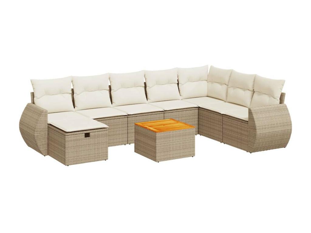 Set di mobili da esterno in vimini intrecciato in resina beige