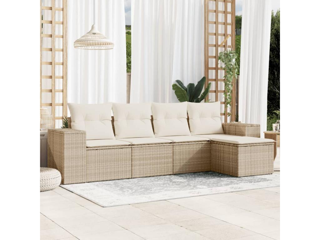 Set di mobili da esterno in vimini intrecciato in resina beige