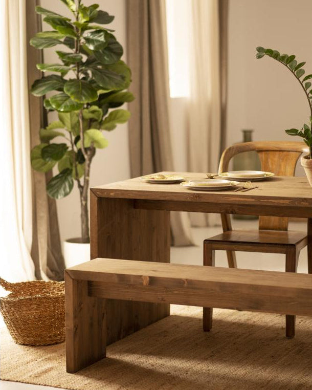 Tavolo da pranzo in legno di pino marrone, 200 x 75 cm