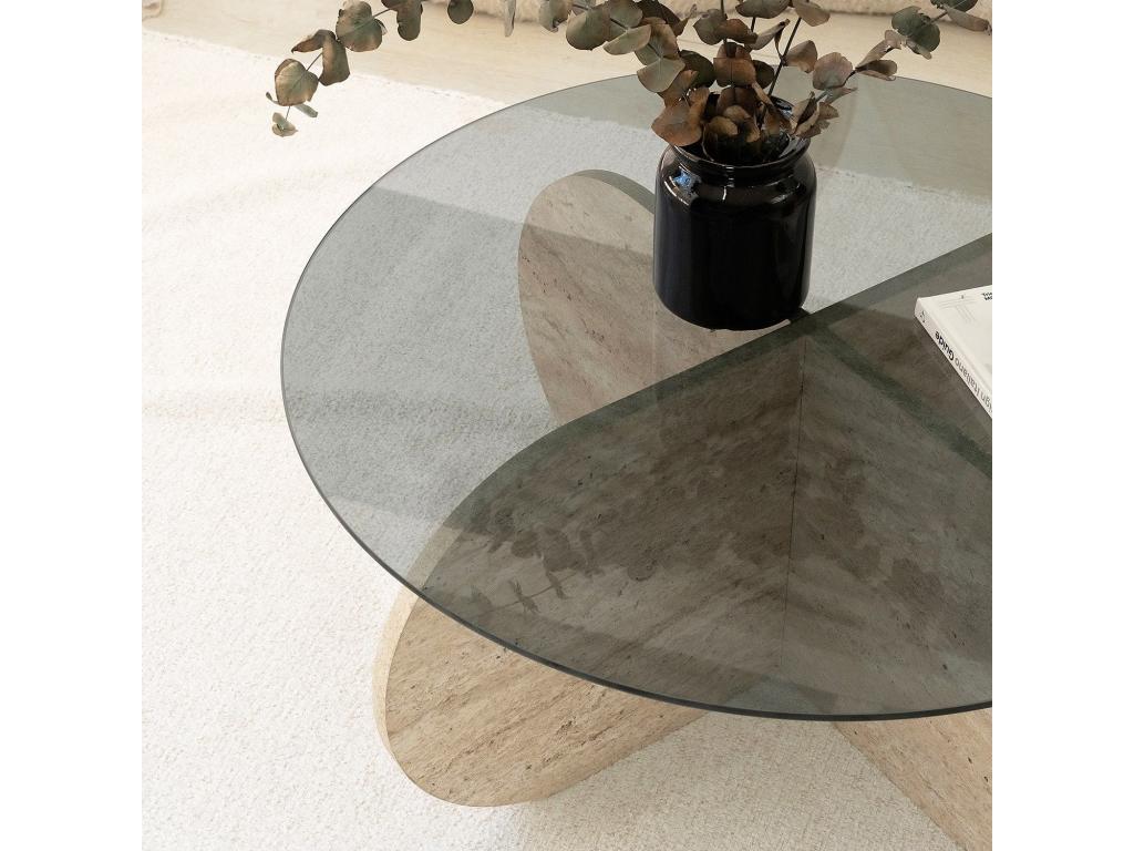 Beige Glass Coffee Table