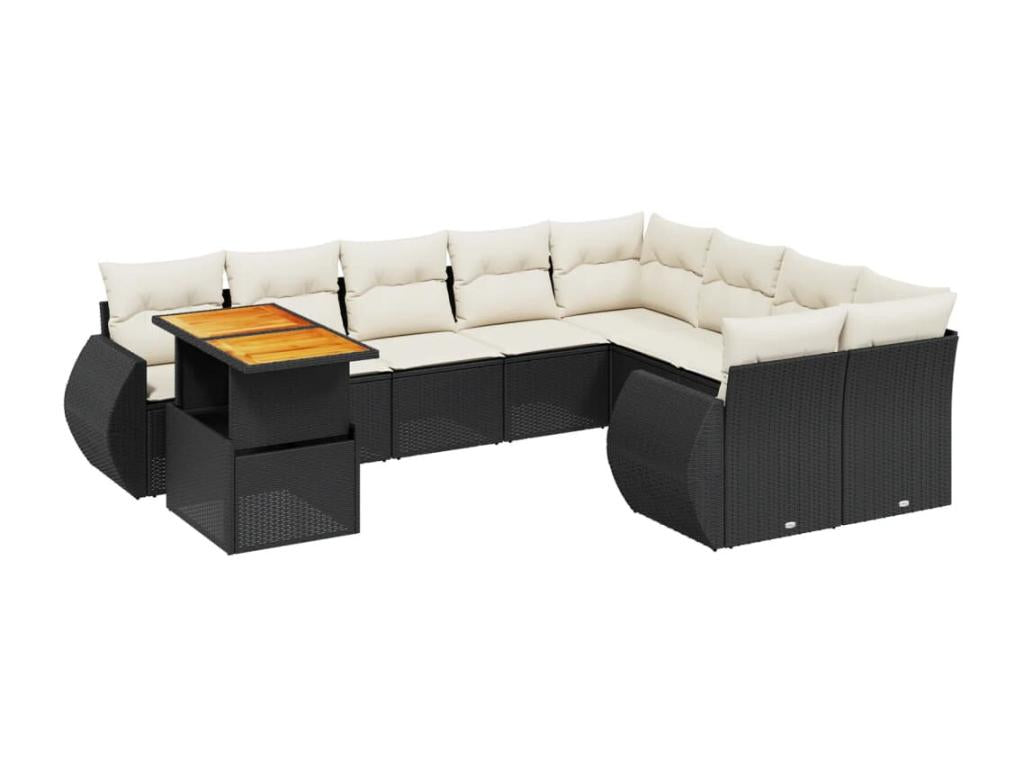 Set di mobili da esterno in vimini intrecciato in resina nera