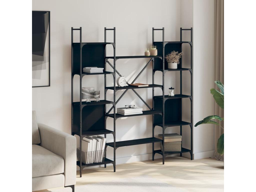 Libreria in legno ingegnerizzato nero, 155,5 x 24 x 166,5 cm