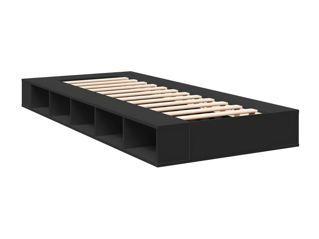 Struttura letto in legno ingegnerizzato nero, 100 x 200 cm