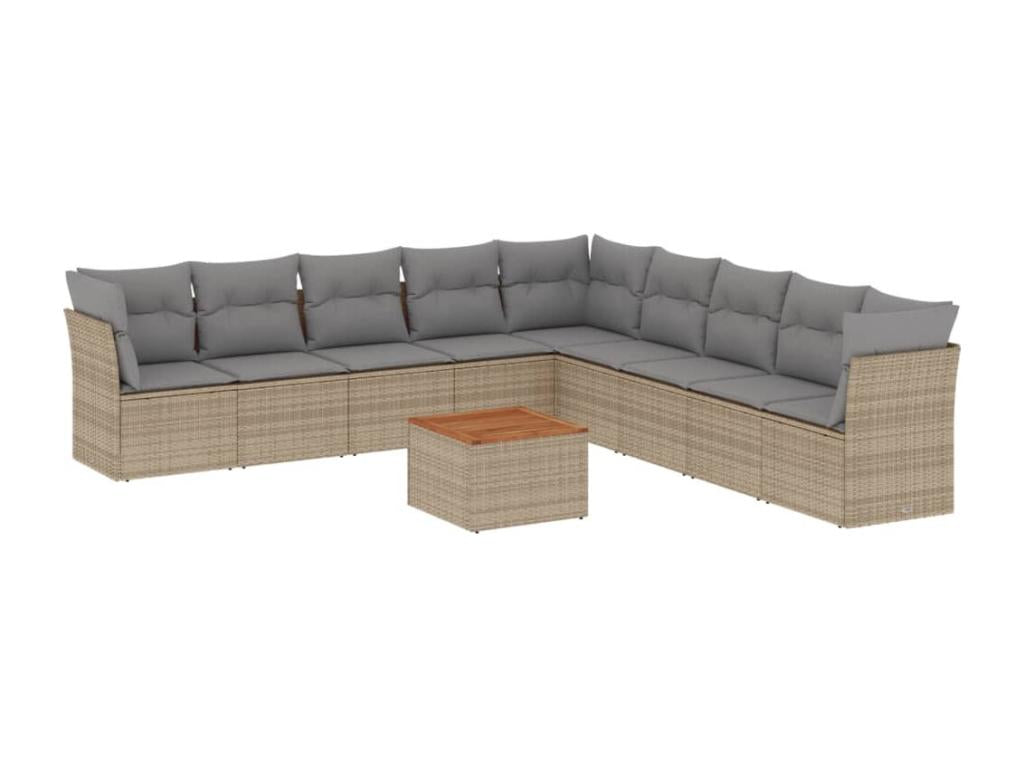 Set di mobili da esterno in vimini intrecciato in resina beige