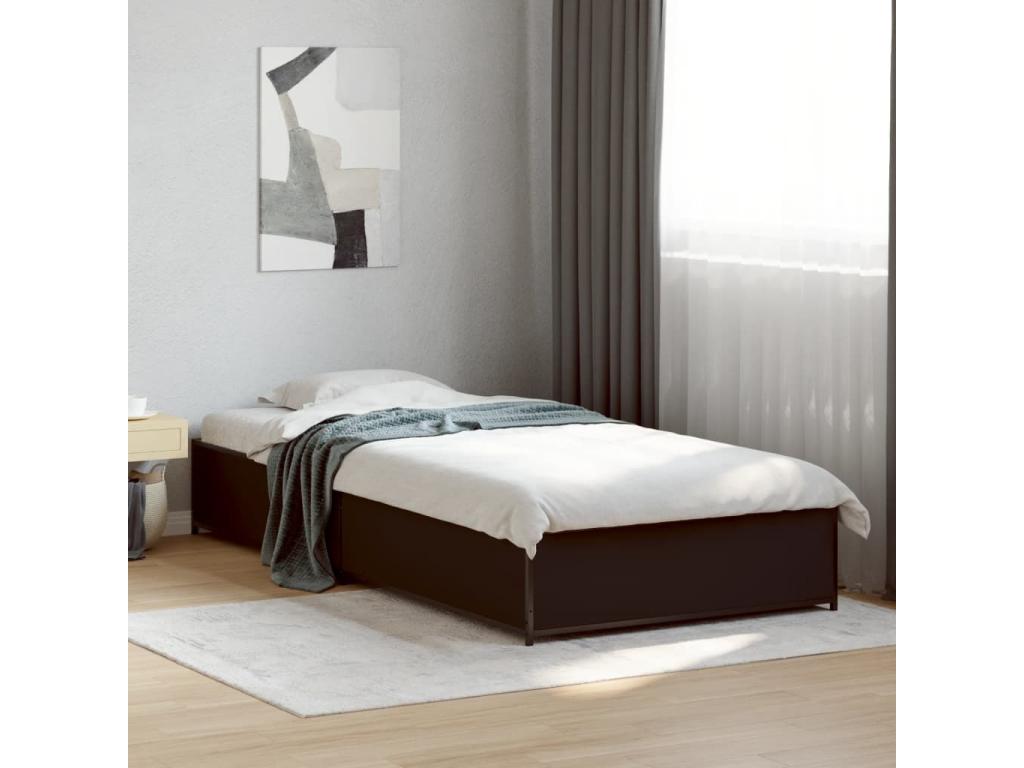 Struttura letto in legno ingegnerizzato nero, 90 x 190 cm