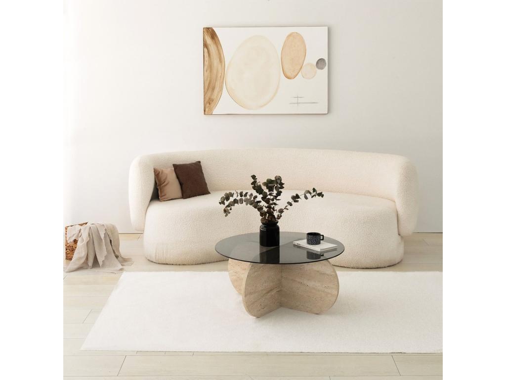 Beige Glass Coffee Table