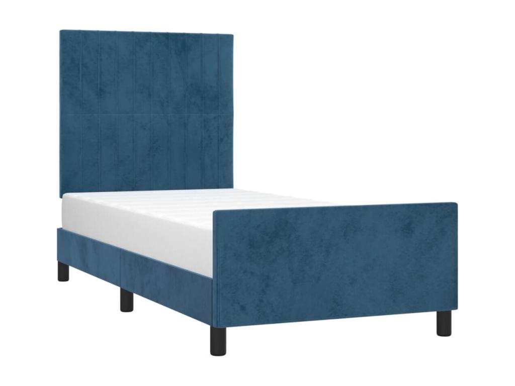 Struttura letto in velluto blu, 80 x 200 cm