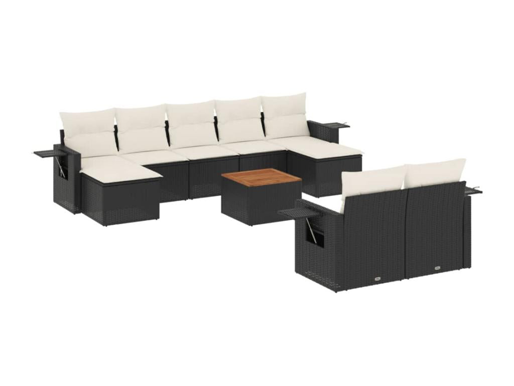 Set di mobili da esterno in vimini intrecciato in resina nera