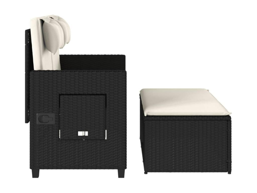 Panca in vimini intrecciato in resina beige