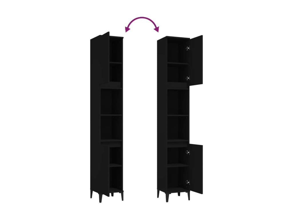 Armadio in legno ingegnerizzato nero, 30 x 30 x 190 cm