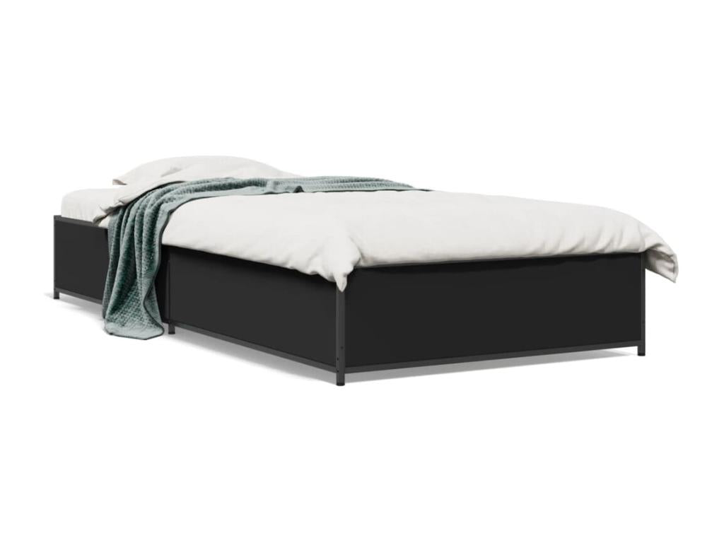 Struttura letto in legno ingegnerizzato nero, 90 x 190 cm