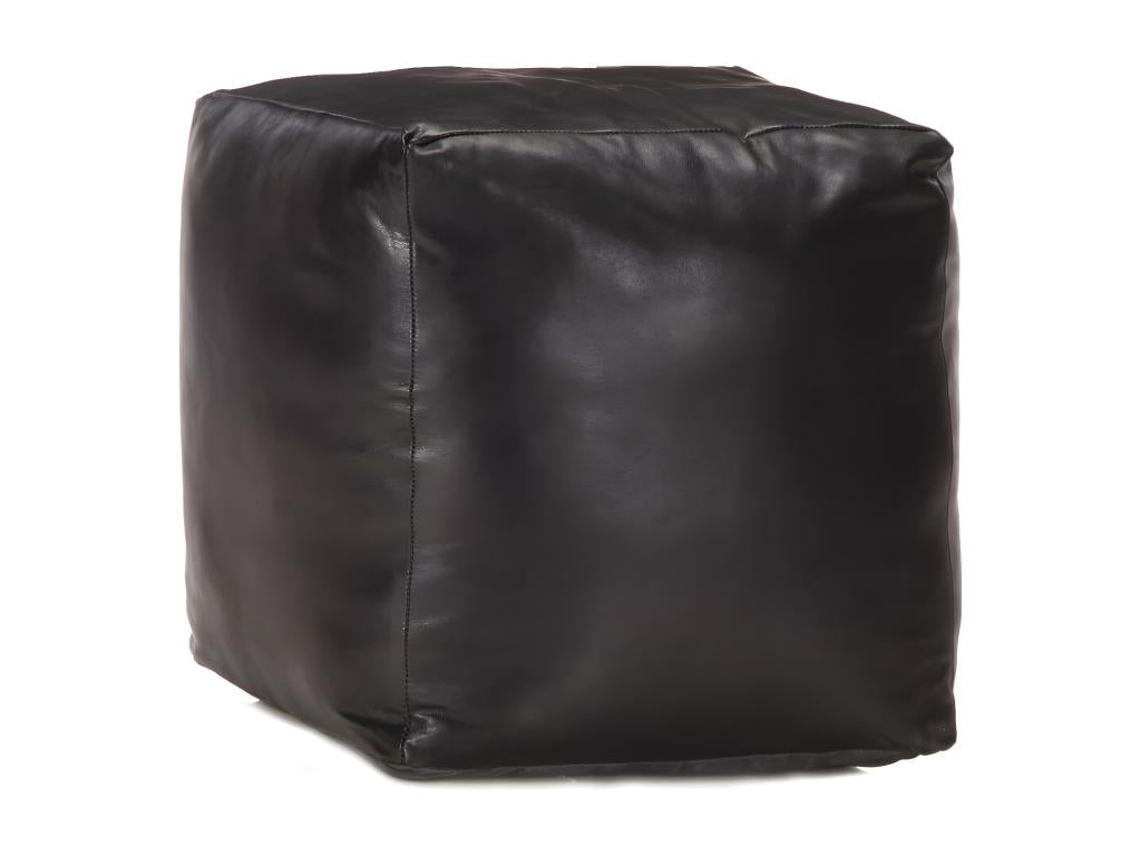 Pouf in pelle nera, 40 x 40 x 40 cm