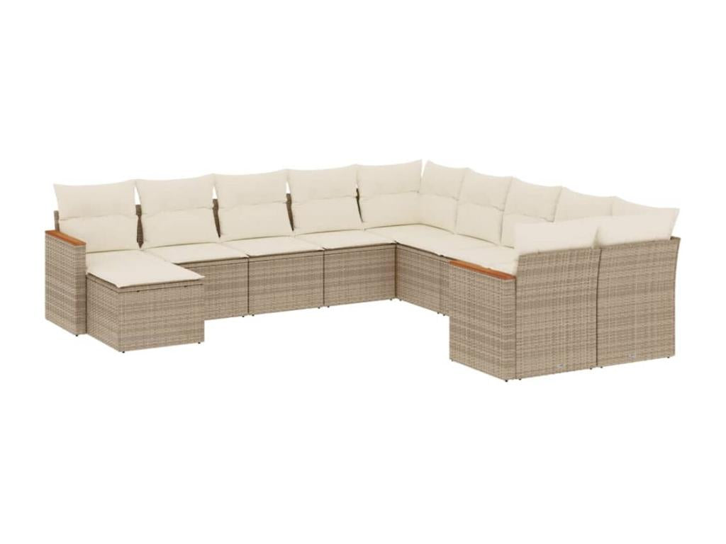 Set di mobili da esterno in vimini intrecciato in resina beige