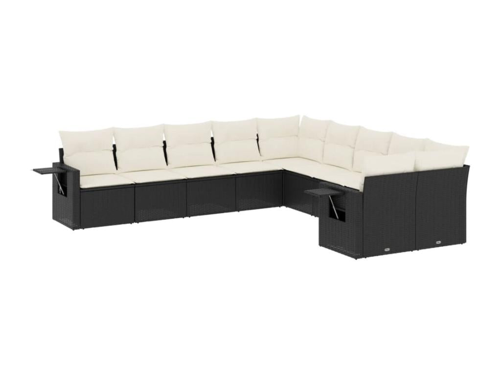 Set di mobili da esterno in vimini intrecciato in resina nera