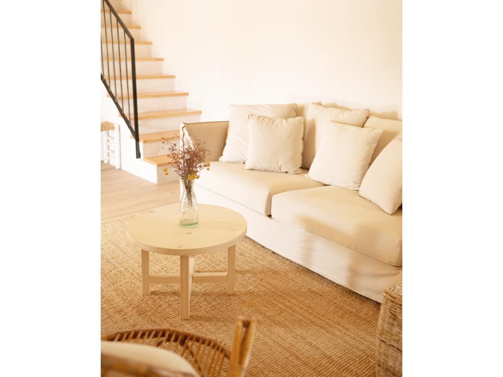 Tavolino da caffè in legno di pino beige, 60 x 40 cm