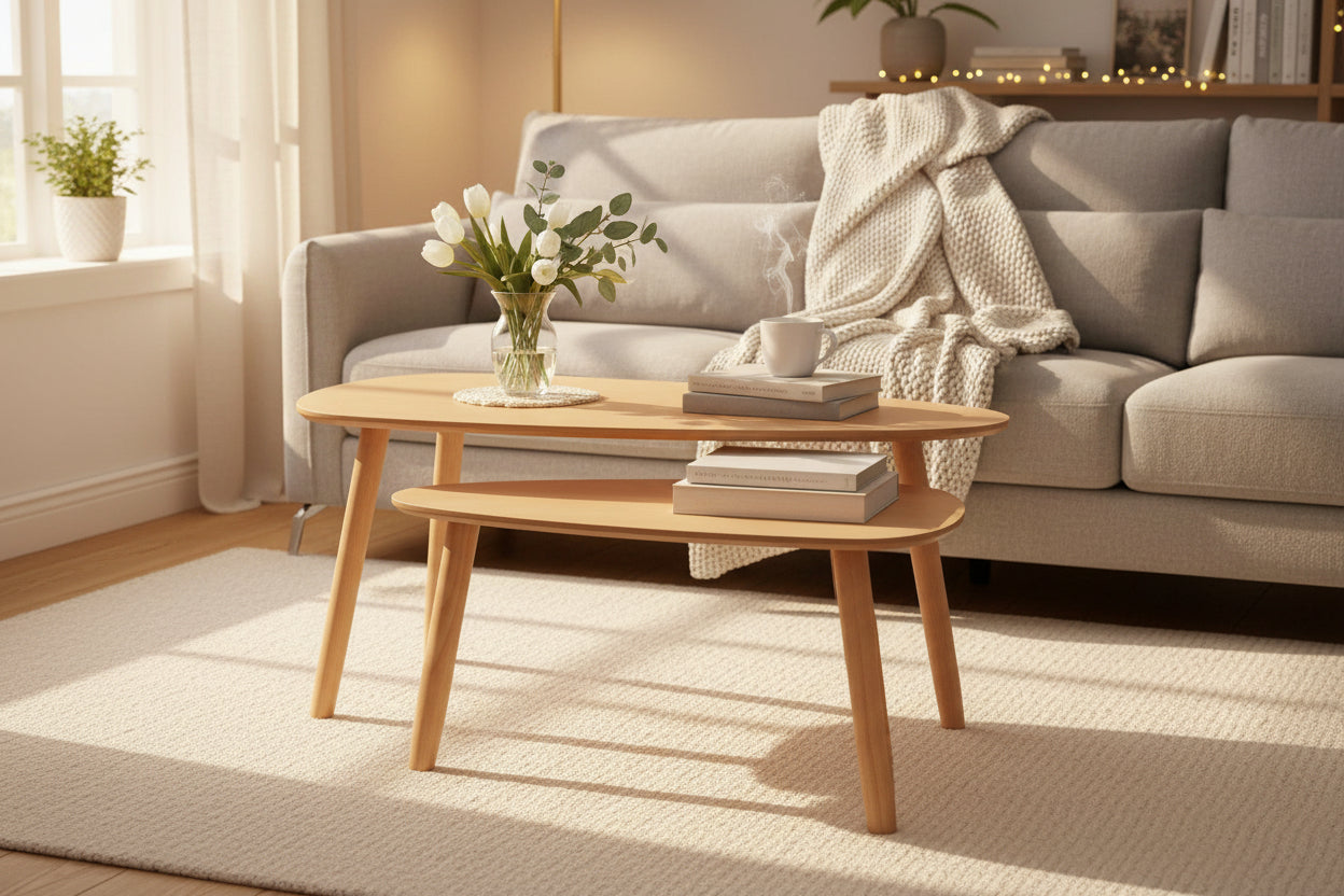 Natural Pine Wood Coffee Table