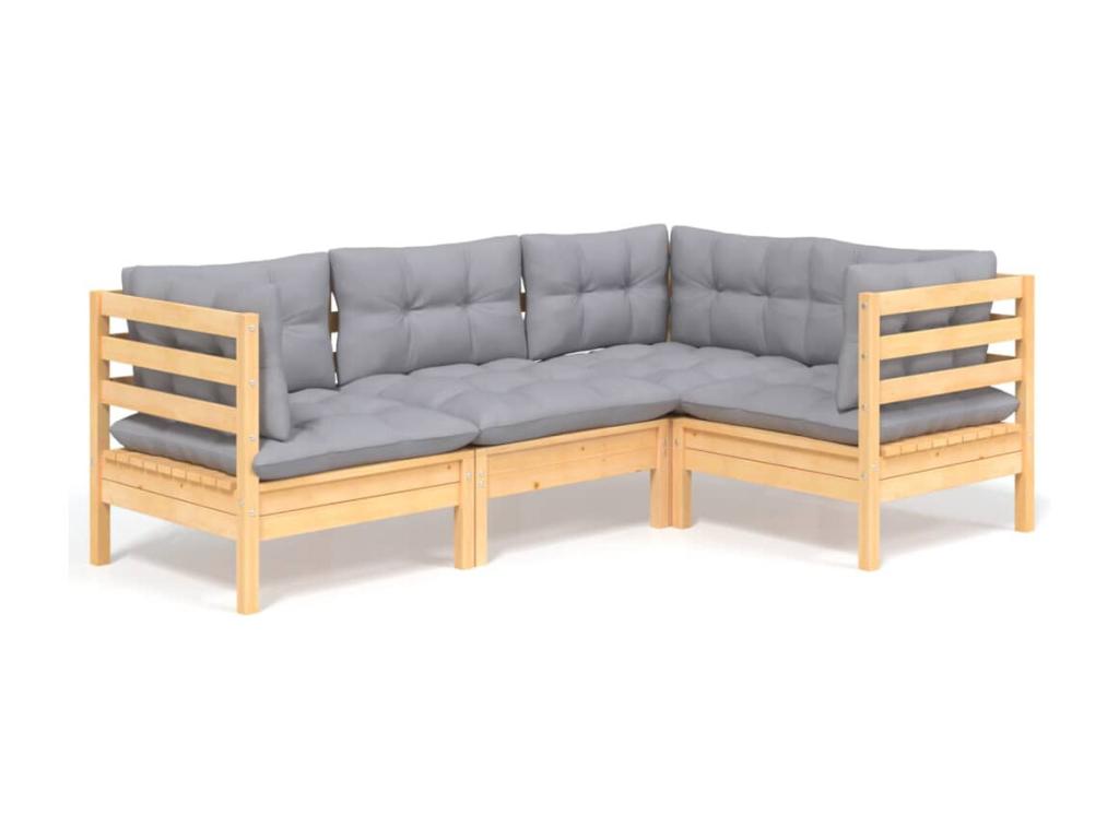 Set di mobili da esterno in legno di pino grigio