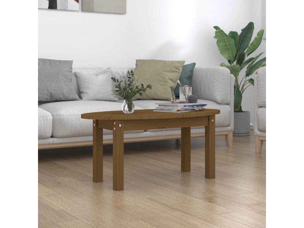 Tavolino da caffè in legno massello marrone, 80 x 40 x 35 cm