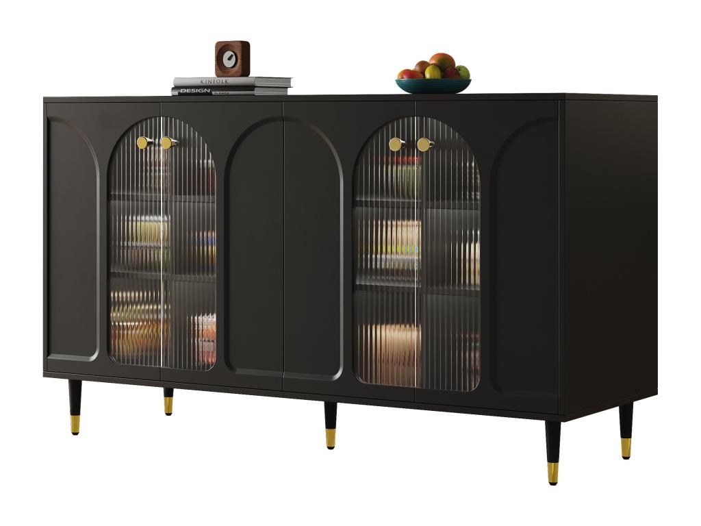 Credenza in vetro nero, 140 x 40 x 85 cm