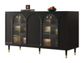 Credenza in vetro nero, 140 x 40 x 85 cm