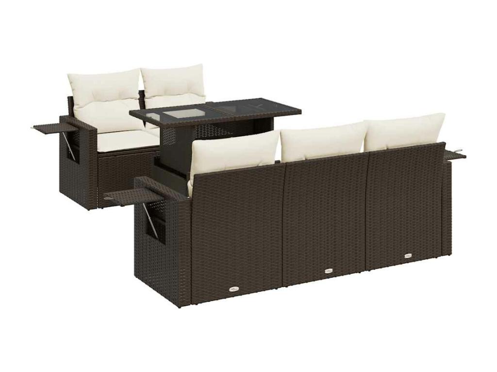 Set di mobili da esterno in vimini intrecciato in resina marrone