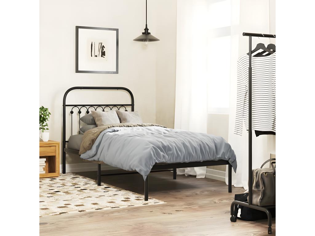 Struttura letto in metallo nero, 90 x 200 cm