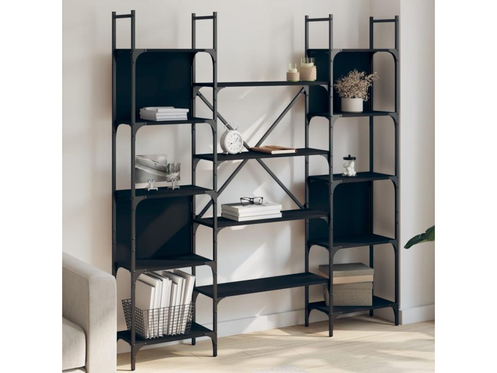 Libreria in legno ingegnerizzato nero, 155,5 x 24 x 166,5 cm