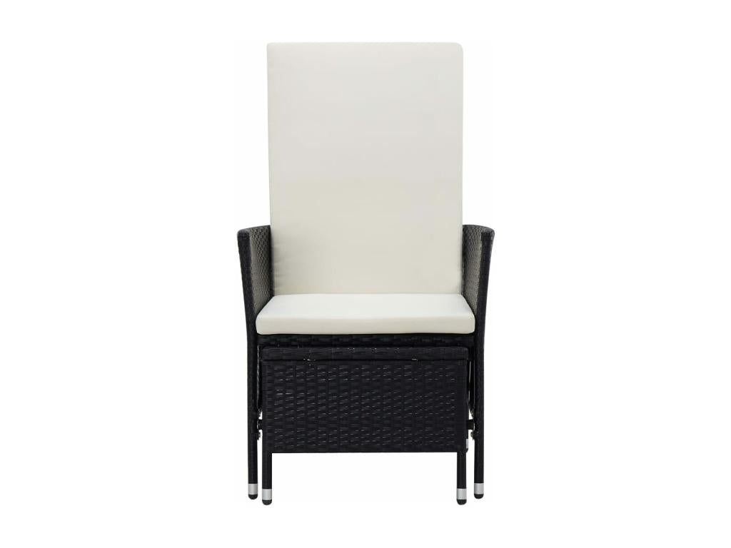 Set di mobili da esterno in vimini intrecciato in resina nera