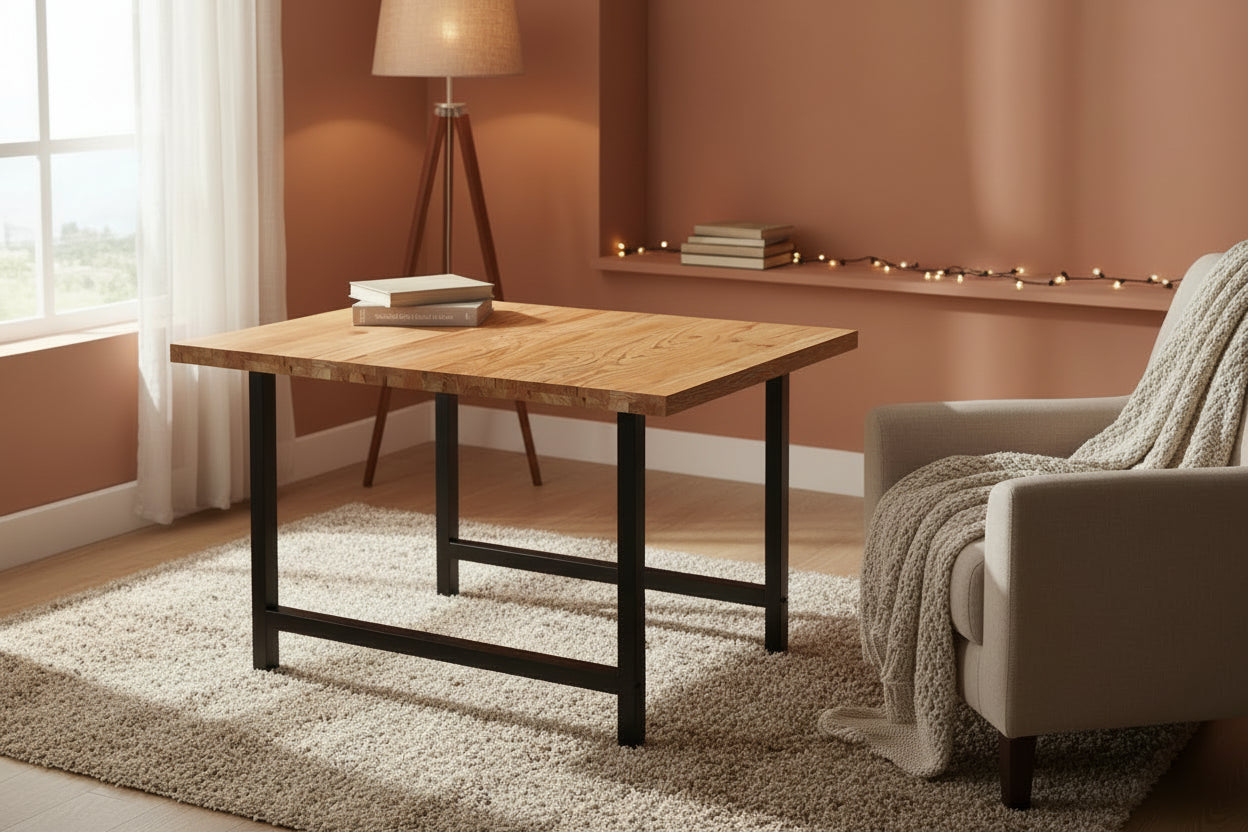 Brown Oak Wood Dining Table