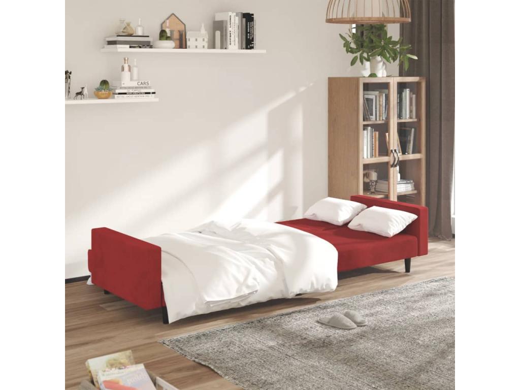 Divano letto in velluto rosso