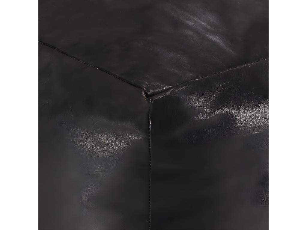 Pouf in pelle nera, 40 x 40 x 40 cm