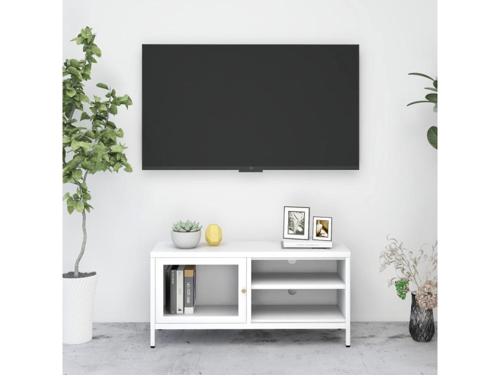 Mobile TV in vetro bianco, 90 x 30 x 44 cm