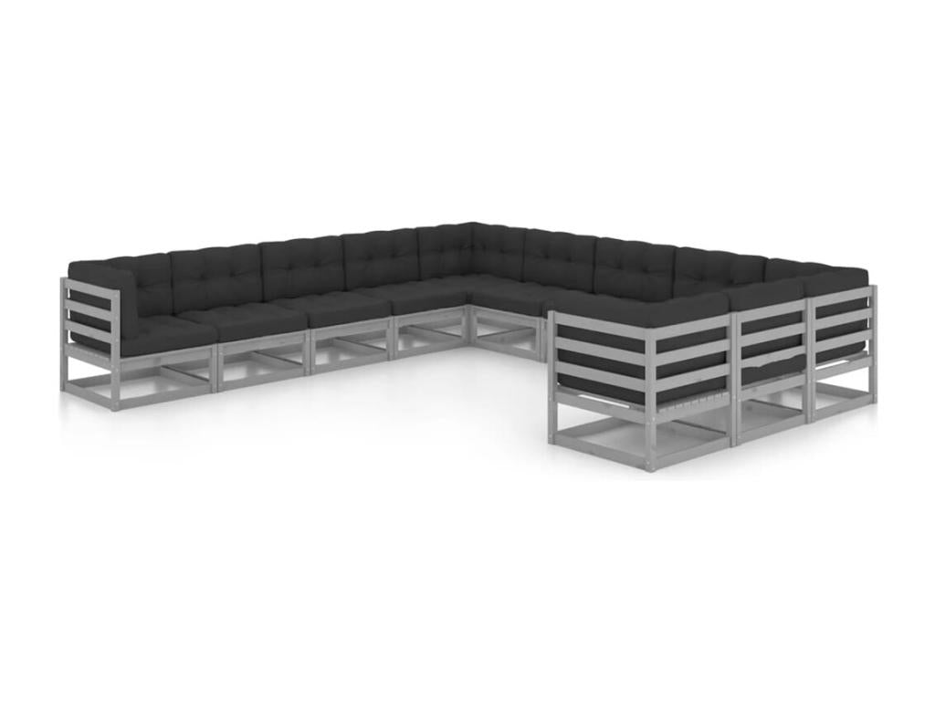 Set di mobili da esterno in legno di pino grigio