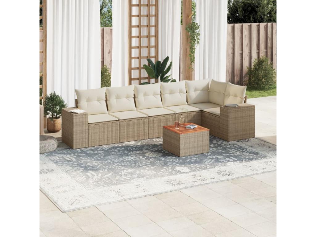 Set di mobili da esterno in vimini intrecciato in resina beige