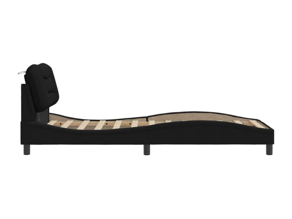 Struttura letto in tessuto nero, 90 x 200 cm