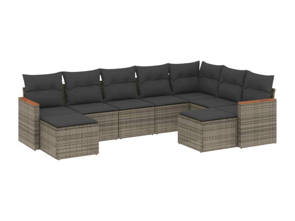 Set di mobili da esterno in vimini intrecciato in resina grigia