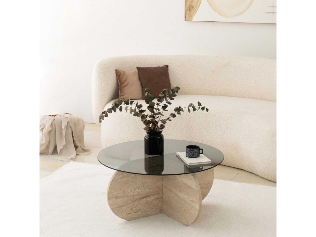 Beige Glass Coffee Table