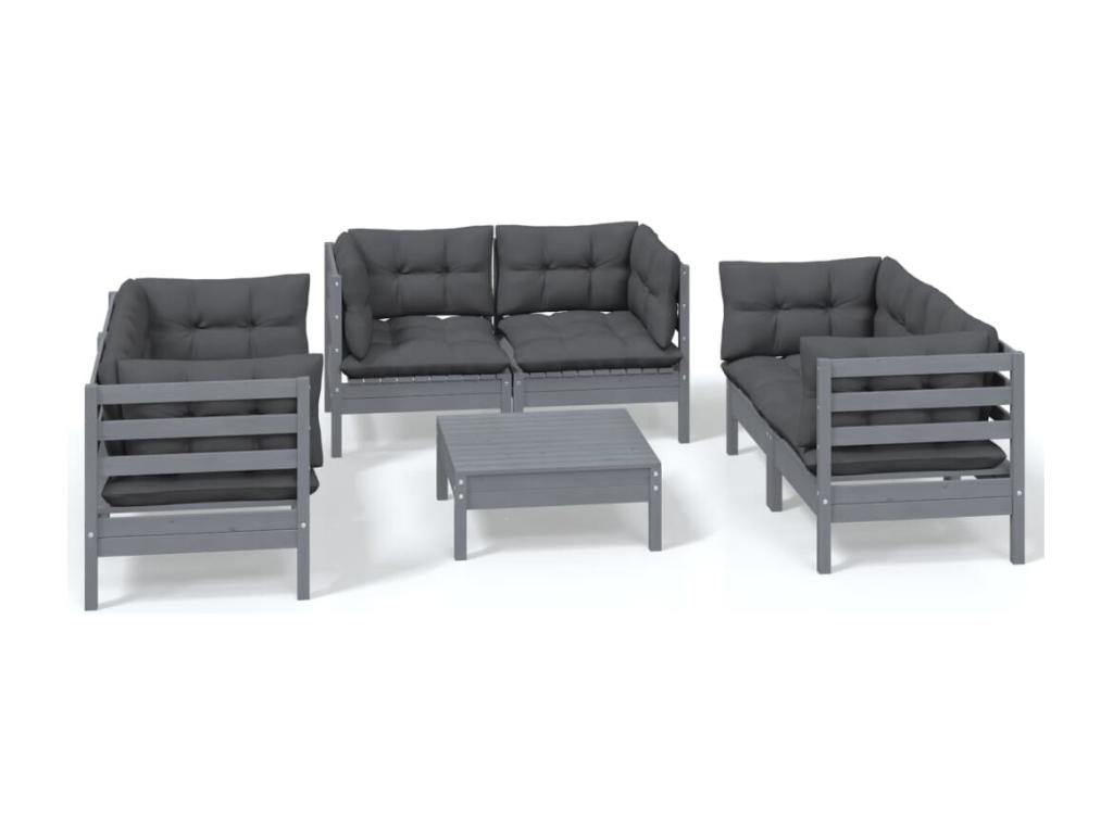 Set di mobili da esterno in legno di pino grigio