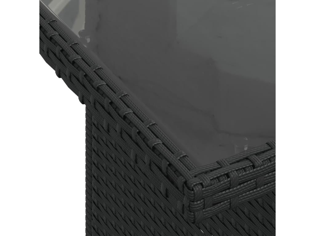 Set di mobili da esterno in vimini intrecciato in resina nera