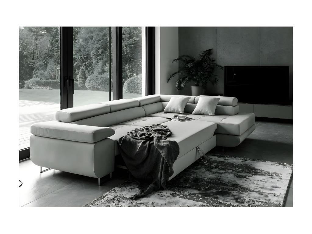 Divano letto in tessuto grigio