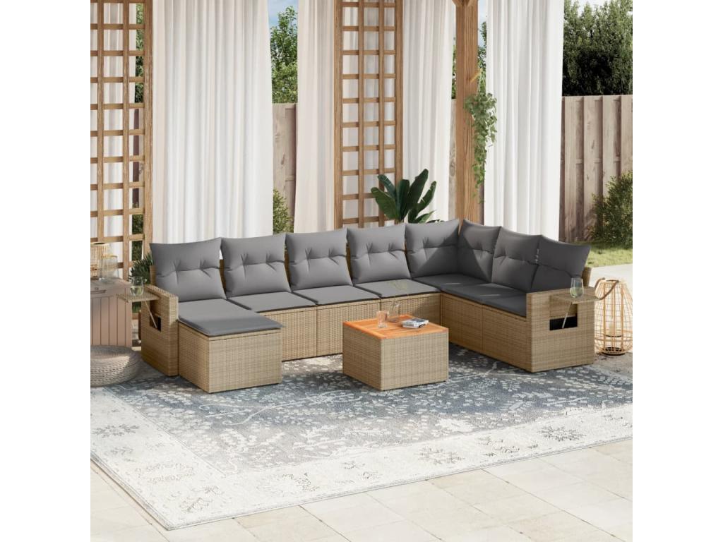 Set di mobili da esterno in vimini intrecciato in resina beige